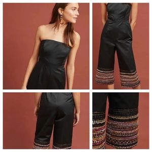 Hutch Anthropology Jumpsuit Black Strapless Multicolor On Bottom Size 00…